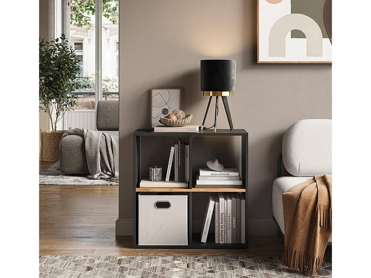 Divisória de sala carvalho antracite/goldkraft 72x29x72.6 tetra