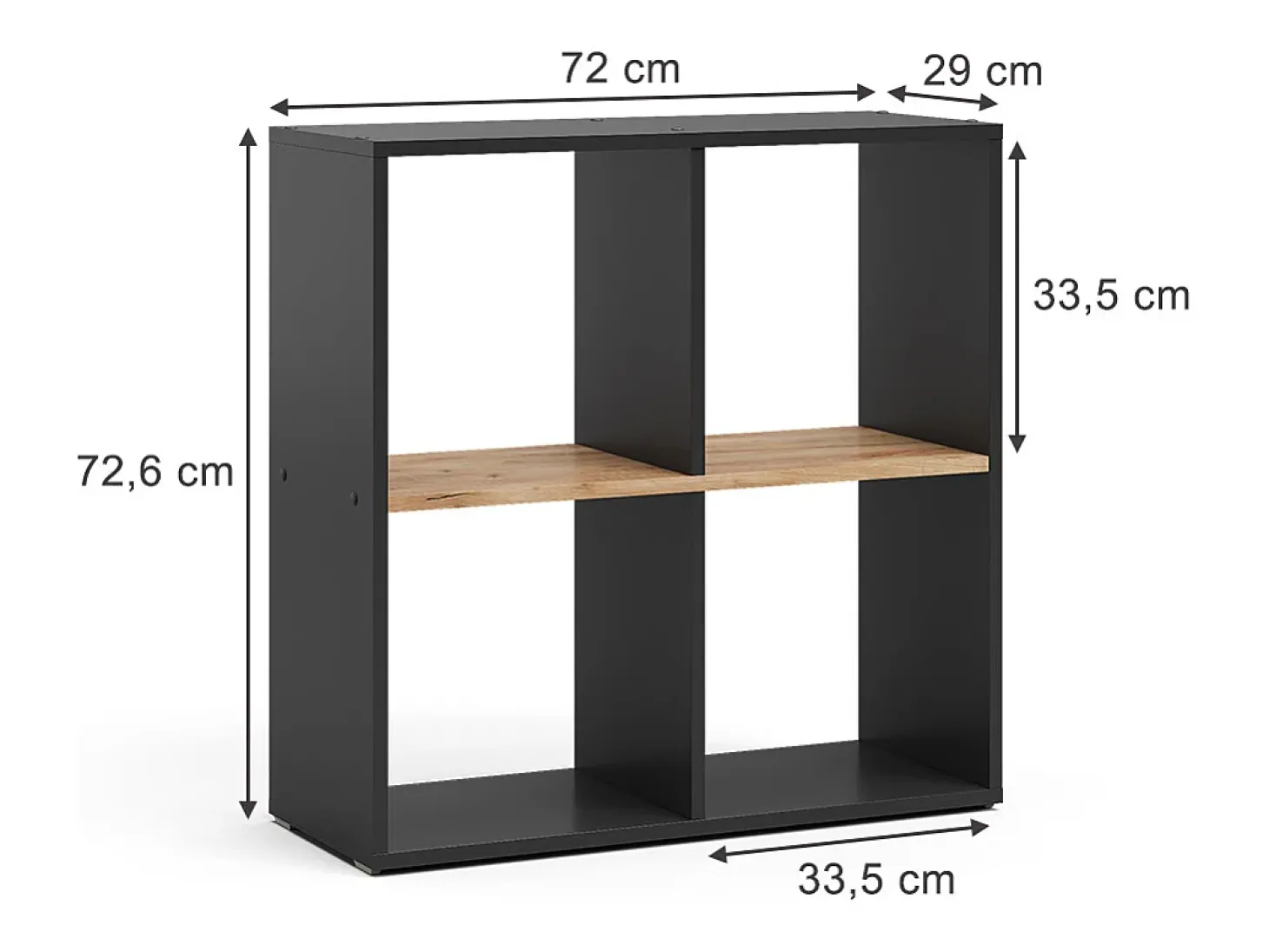 Divisória de sala carvalho antracite/goldkraft 72x29x72.6 tetra