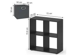 Divisória de sala cinza 72.6x29x72 tetra