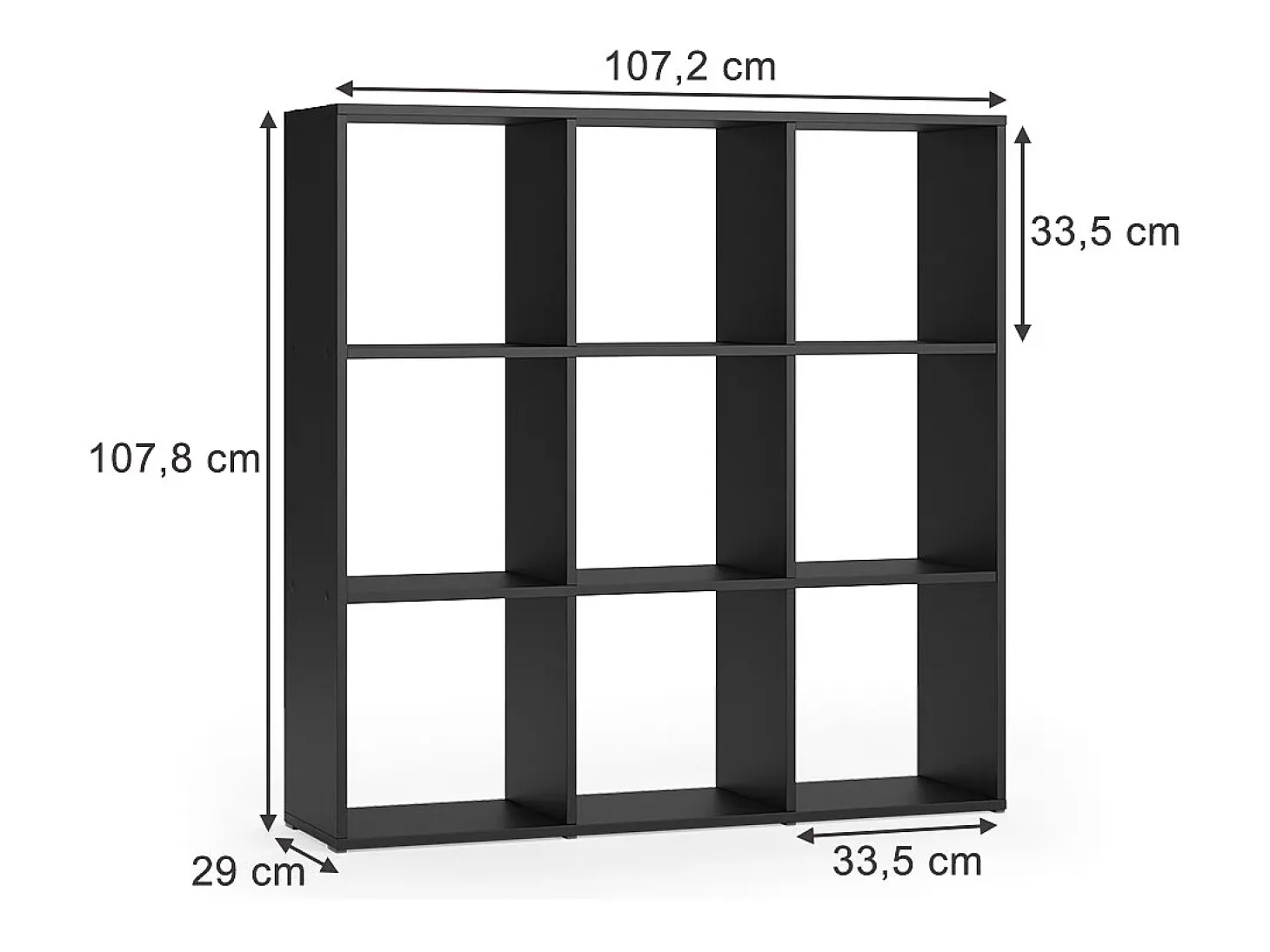 Divisória de sala preto 104x29x108 nove