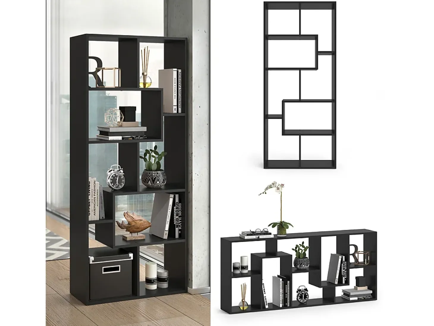 Divisória de sala preto 160.6x25x67.2 noa