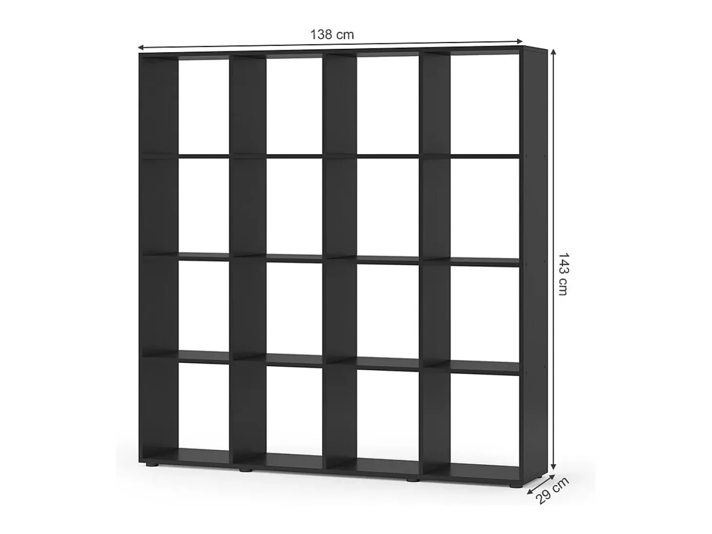 Divisória de sala preto 138.5x29x142.5 karree