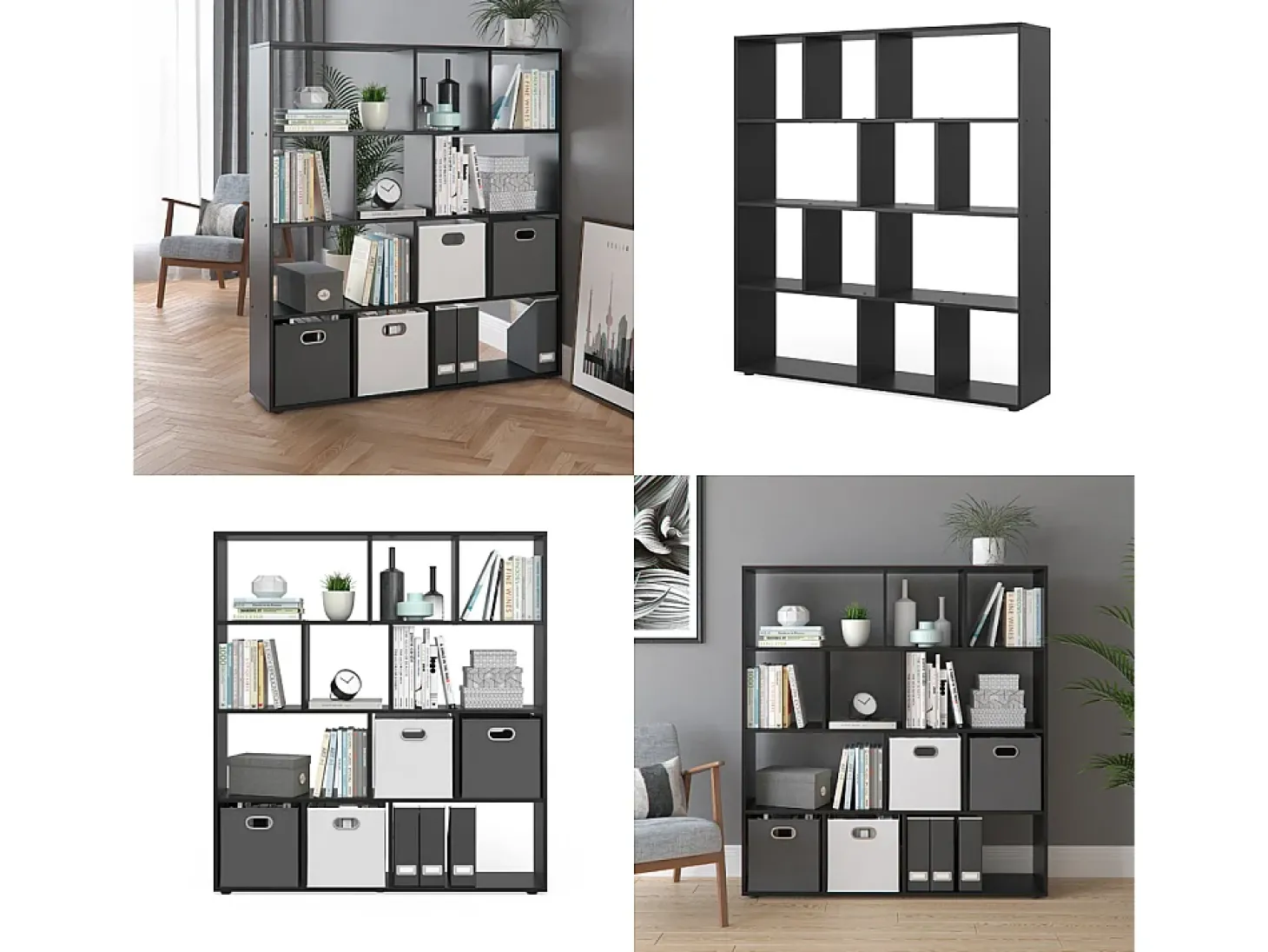 Divisória de sala preto 131.6x29x143 pilar
