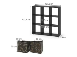 Divisória de sala preto 104x29x108 nove