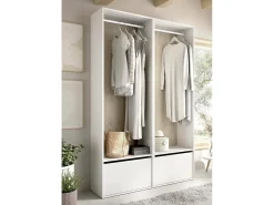 Dra guarda-roupa grande, mobiliário de quarto, roupeiro, roupeiro, 120x45 h205 cm, branco e carvalho