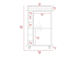 Dukat Bar Trolley, com rodas e porta de vidro