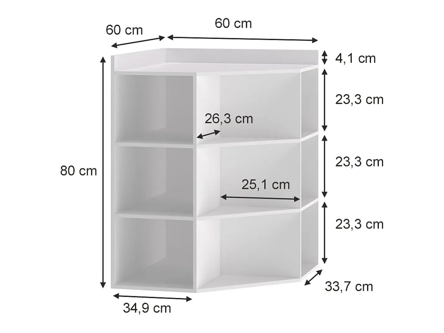 Eckregal branco 60x60x80 elina