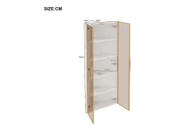 Elegante vitrine de canto - 62 x 35 x 160 cm - com LEDs + porta - em vidro temperado - MDF - branca