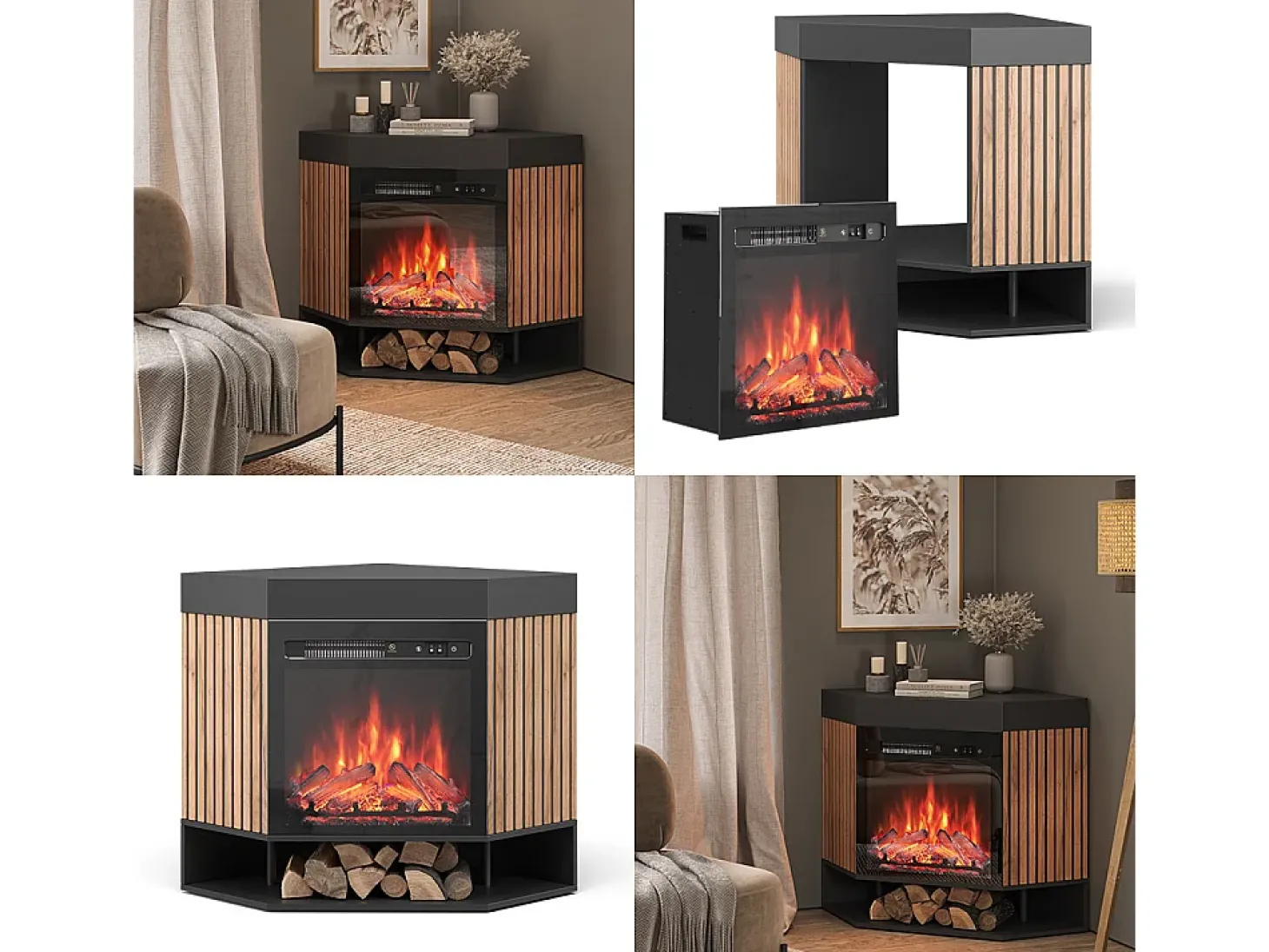 Elektrokamin preto 100x73x80 lynea