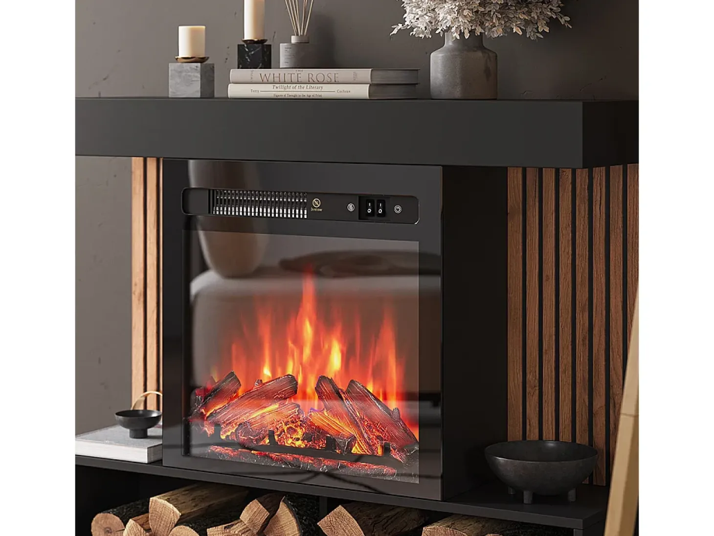 Elektrokamin preto 100x25x80 lynea