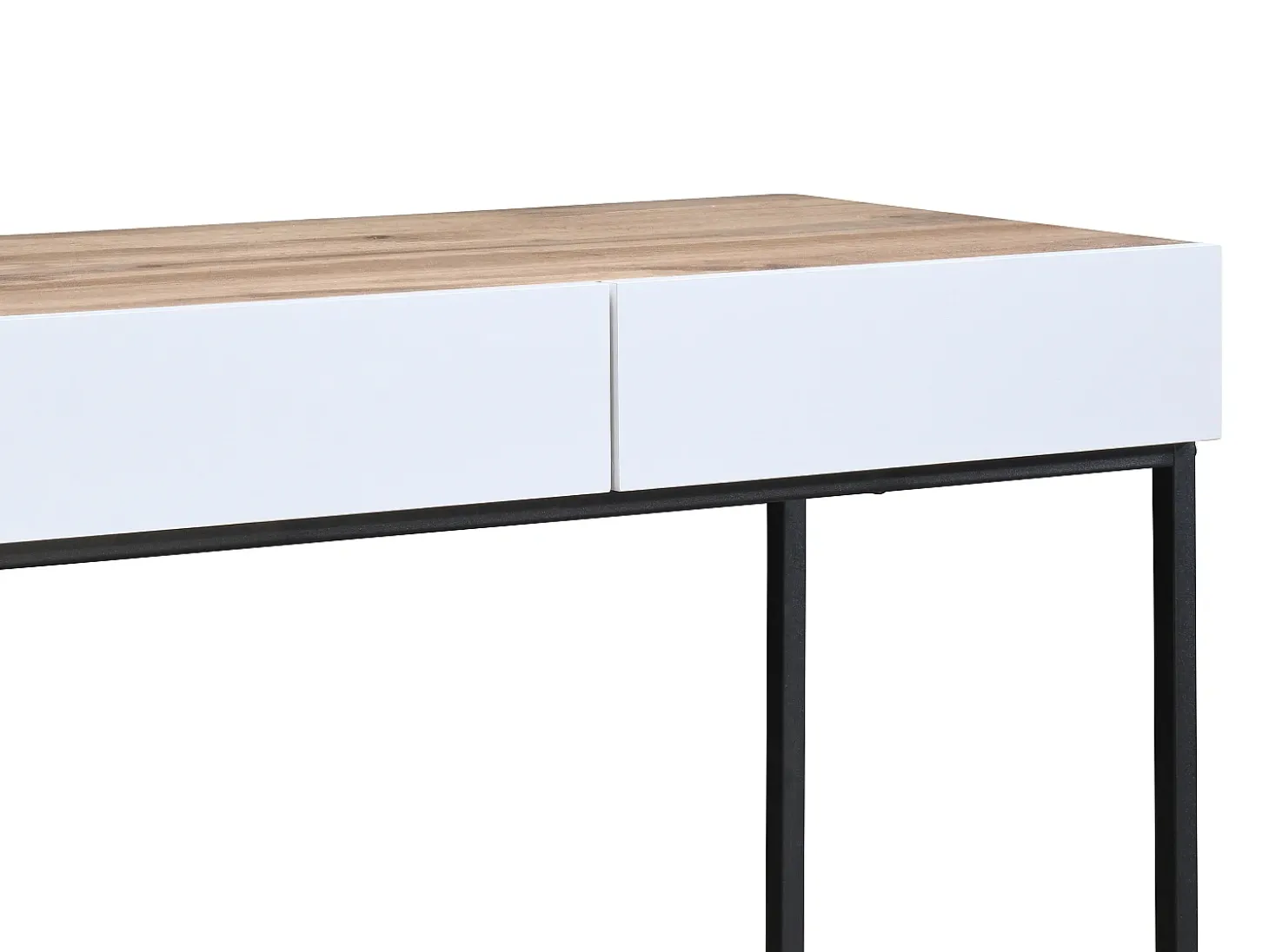 Escrivaninha console com 2 gavetas, branca e natural - CEVANIA