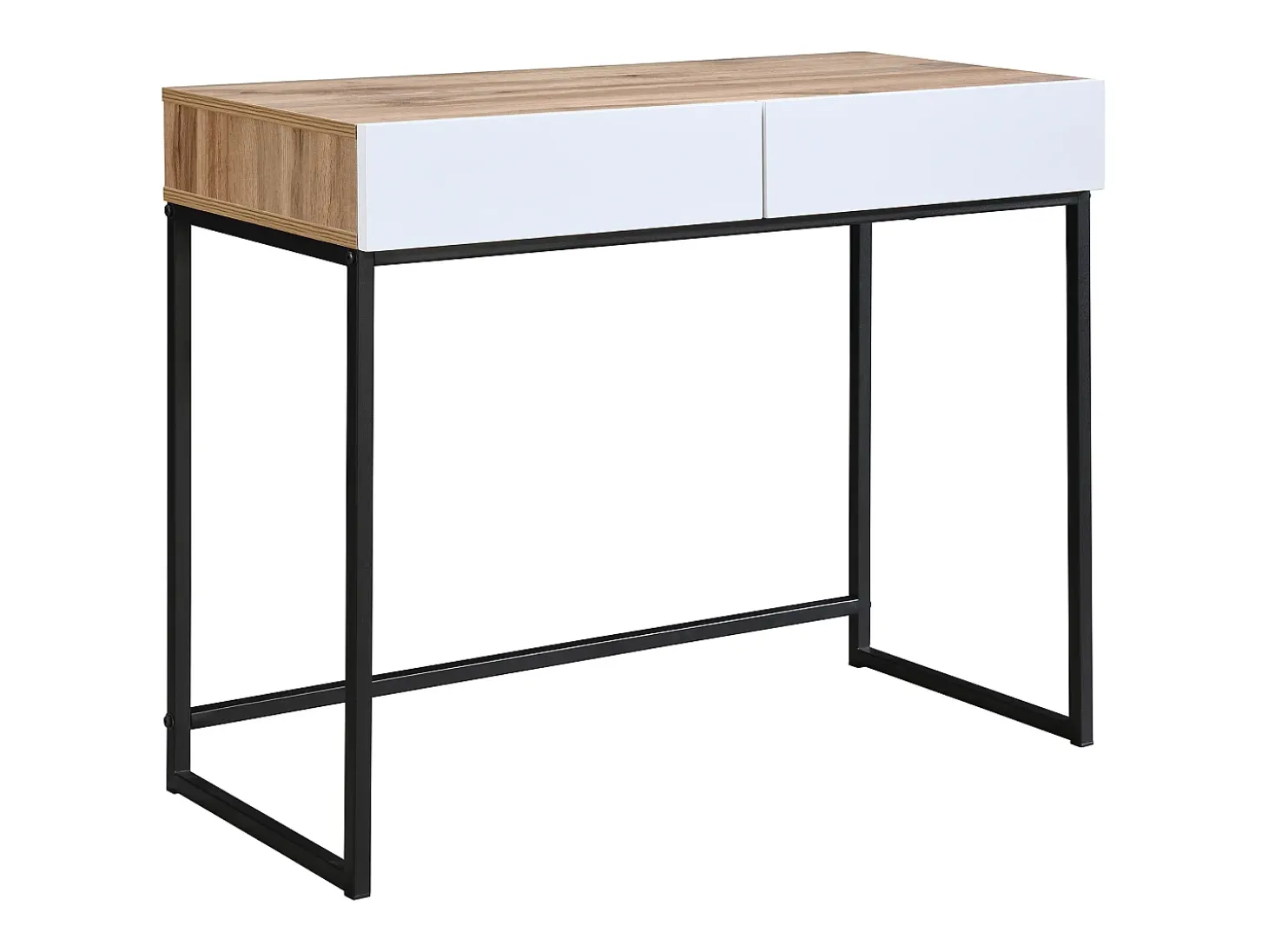 Escrivaninha console com 2 gavetas, branca e natural - CEVANIA