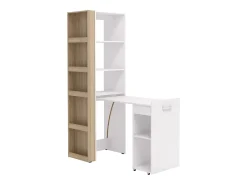 Escrivaninha modular TUPELIO com 10 nichos, nas cores natural e branca -