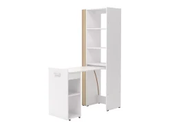 Escrivaninha modular TUPELIO com 10 nichos, nas cores natural e branca -