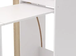 Escrivaninha modular TUPELIO com 10 nichos, nas cores natural e branca -