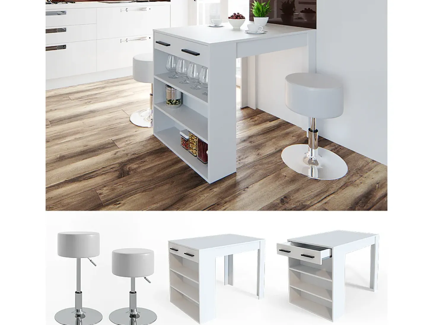 Esstisch-Set branco 67x100x77.5 repose