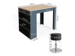 Esstisch-Set carvalho antracite/goldkraft 67x100x77.5 repose