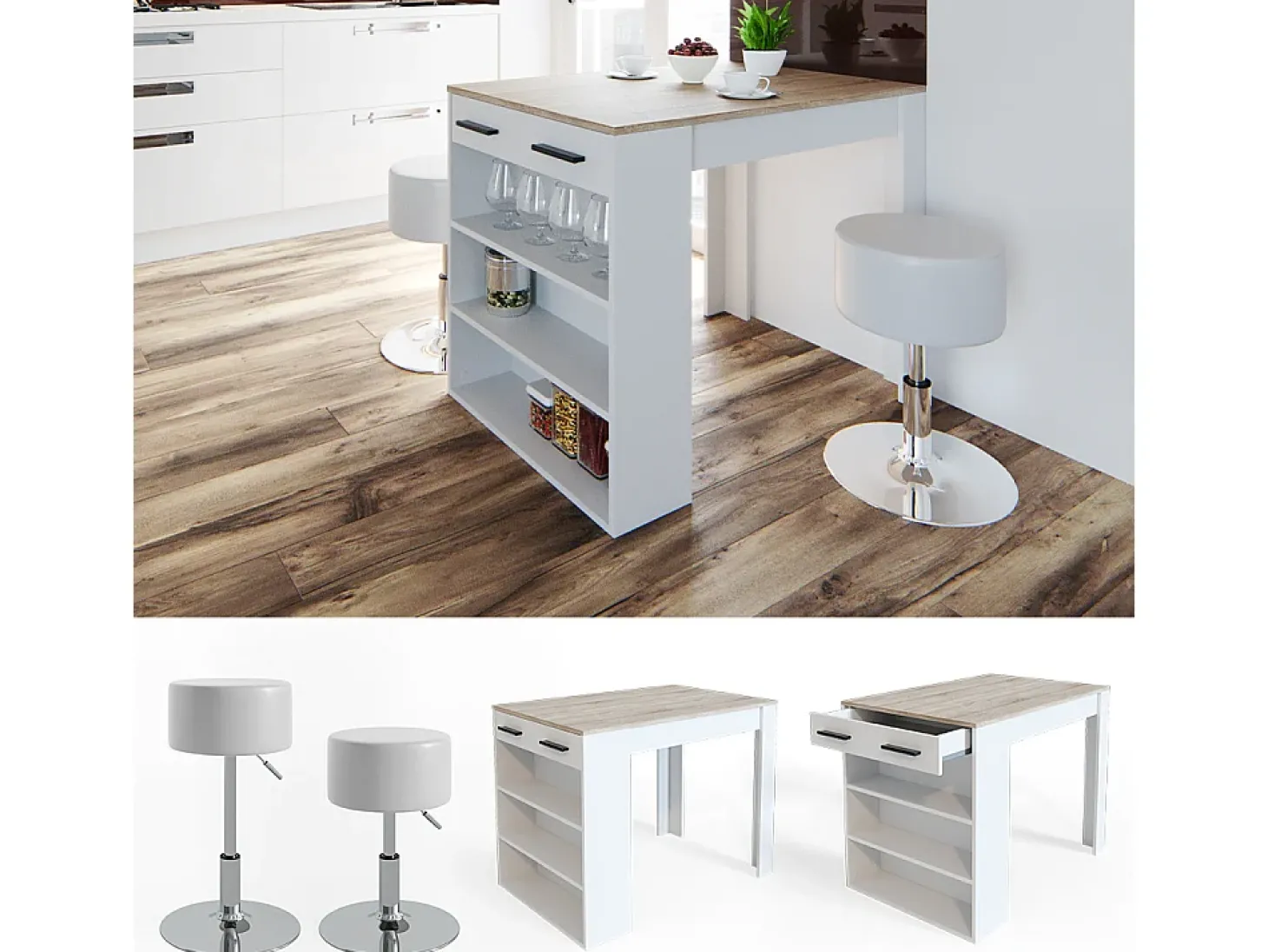 Esstisch-Set sonoma/branco 67x100x77.5 repose