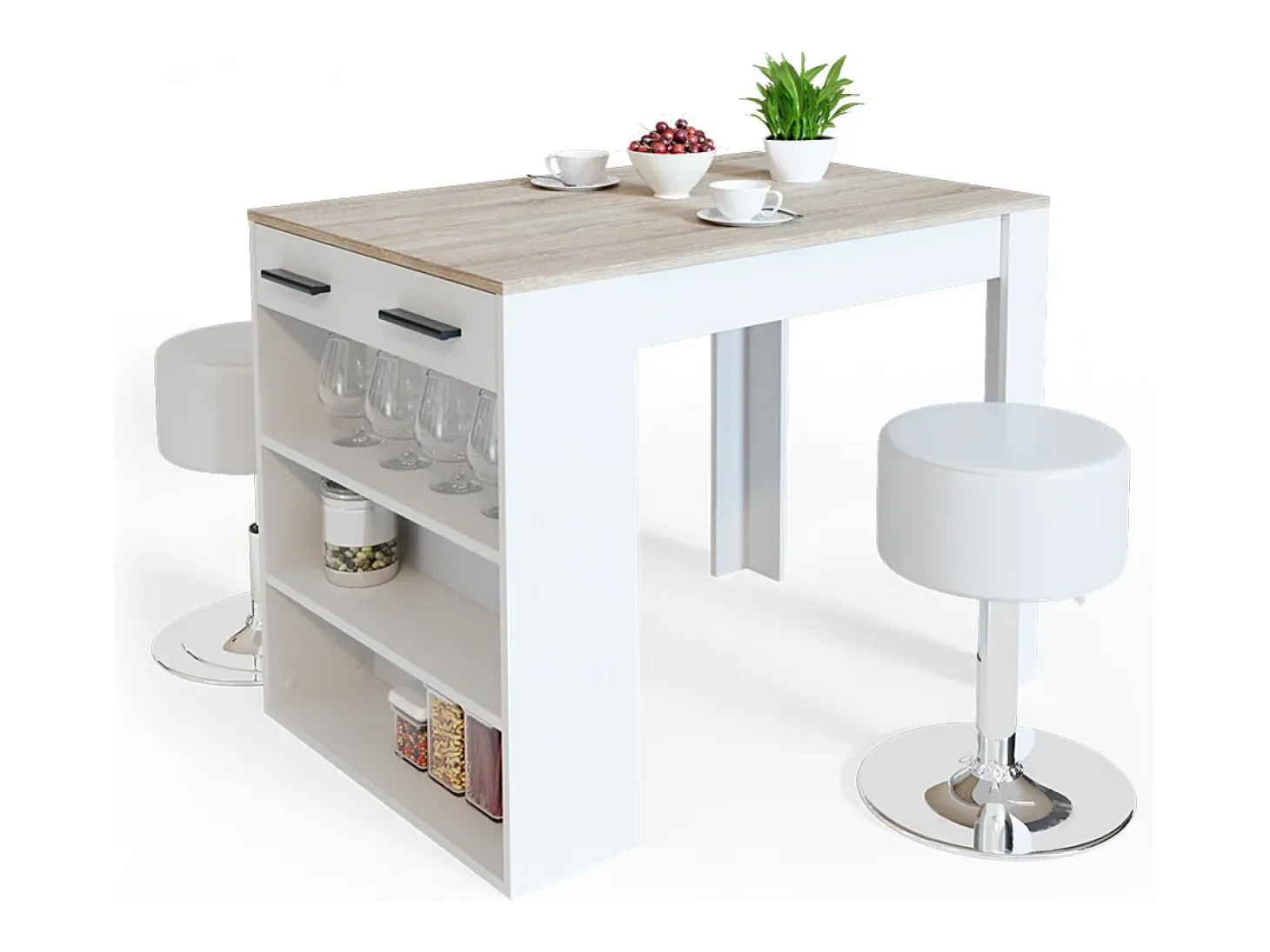Esstisch-Set sonoma/branco 67x100x77.5 repose