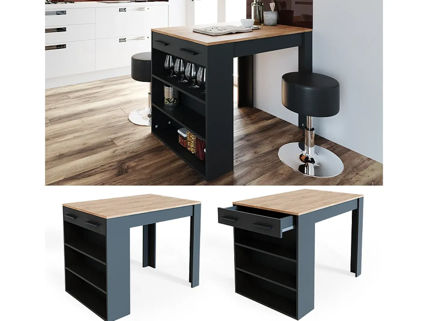 Esszimmertisch carvalho antracite/goldkraft 67x100x77.5 repose