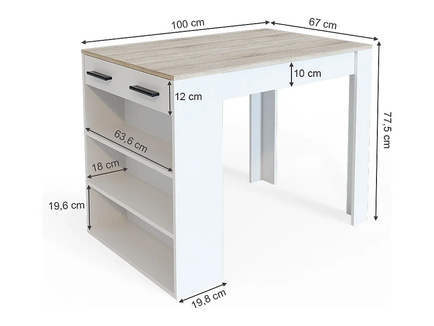 Esszimmertisch sonoma/branco 67x100x77.5 repose