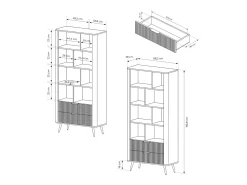 Estante: 2 gavetas, Bege, 88,2 x 38 x 193,8 cm