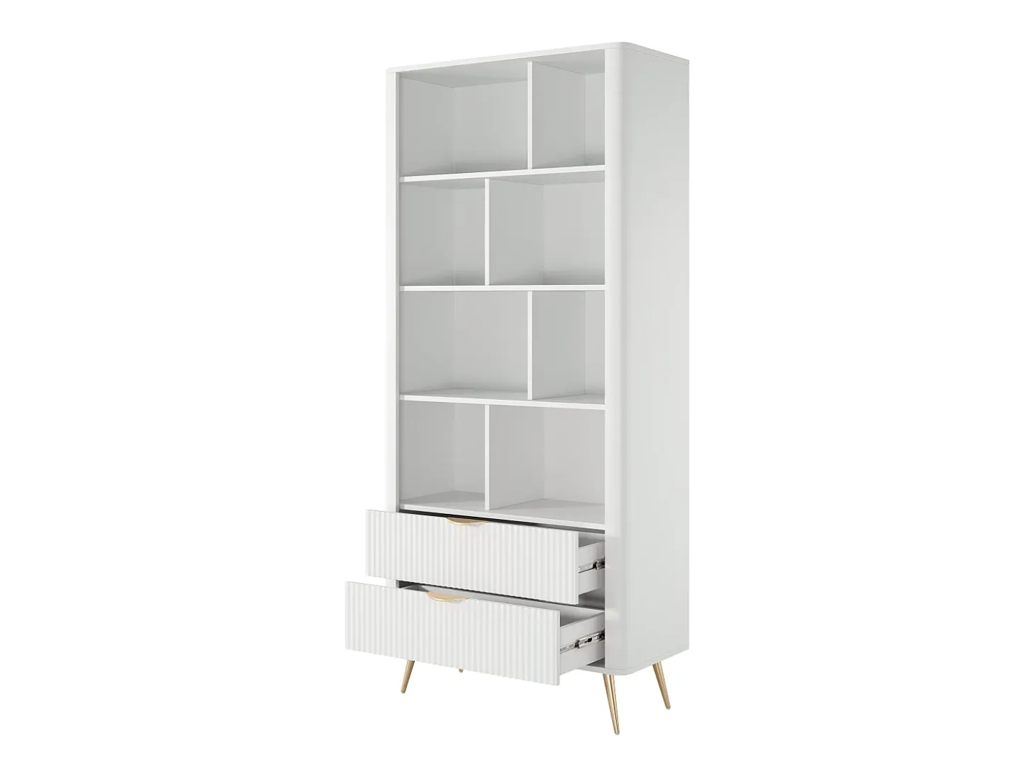 Estante: 2 gavetas, Branco, 88,2 x 38 x 193,8 cm
