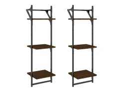 Estante 3 prat. c/ barras 2 pcs 30x25x100 cm carvalho castanho PT491212