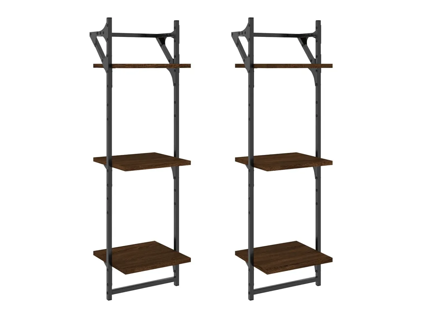 Estante 3 prat. c/ barras 2 pcs 30x25x100 cm carvalho castanho PT491212
