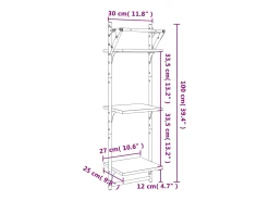 Estante 3 prat. c/ barras 2 pcs 30x25x100 cm carvalho castanho