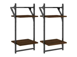 Estante 2 prat. c/ barras 2 pcs 30x25x65 cm carvalho castanho PT393004