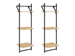 Estante 3 prateleiras + barras 2pcs 30x25x100cm carvalho sonoma PT108214