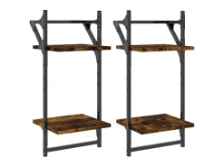 Estante 2 prateleiras c/ barras 2pcs 30x25x65cm carvalho sonoma PT501994