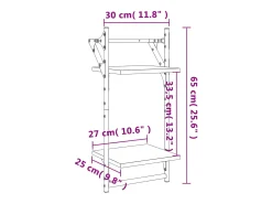 Estante 2 prateleiras c/ barras 2pcs 30x25x65cm cinzento sonoma