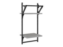 Estante 2 prateleiras c/ barras 2pcs 30x25x65cm cinzento sonoma