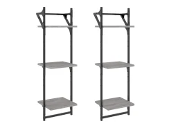 Estante 3 prateleiras c/ barras 2pcs 30x25x100 cm cinza sonoma PT970692