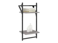 Estante 2 prateleiras c/ barras 2pcs 30x25x65cm cinzento sonoma PT549960