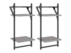 Estante 2 prateleiras c/ barras 2pcs 30x25x65cm cinzento sonoma PT549960