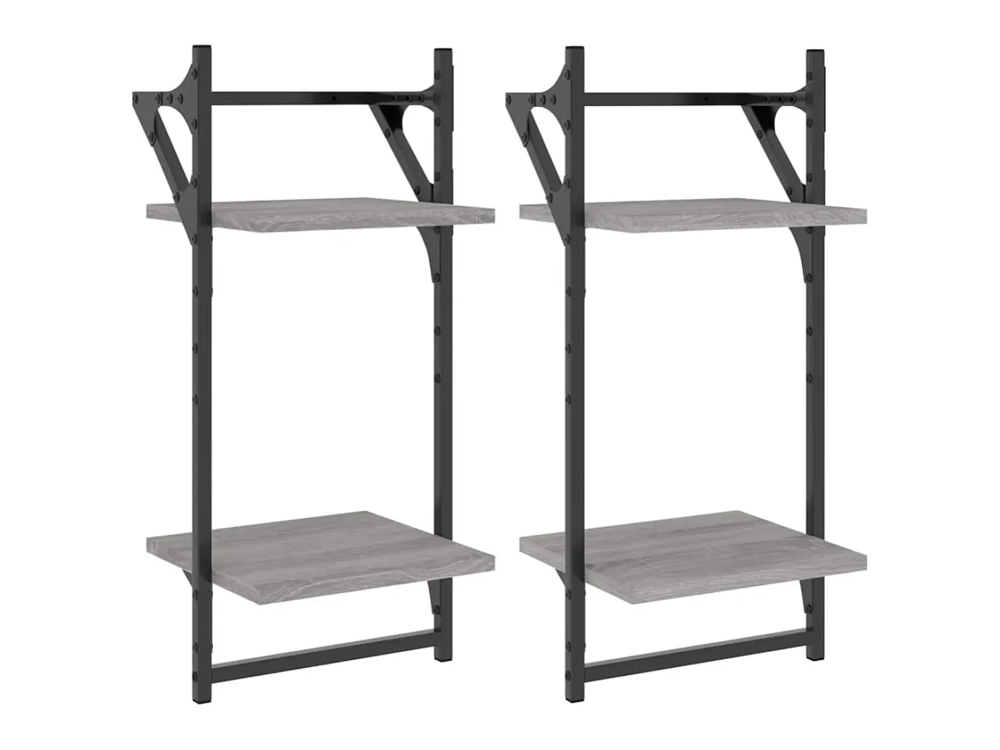 Estante 2 prateleiras c/ barras 2pcs 30x25x65cm cinzento sonoma PT549960