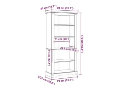 Estante 5 prateleiras Corona Range 80x40x170 cm pinho mexicano