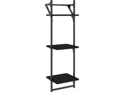 Estante 3 prateleiras parede c/ barras 2 pcs 30x25x100 cm preto PT131076