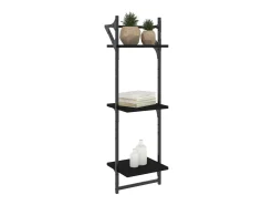 Estante 3 prateleiras parede c/ barras 2 pcs 30x25x100 cm preto PT131076