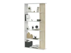 Estante Alida, carvalho canadense/branco, 5 prateleiras, 180x90x25 cm