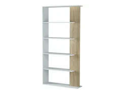 Estante Alida, carvalho canadense/branco, 5 prateleiras, 180x90x25 cm