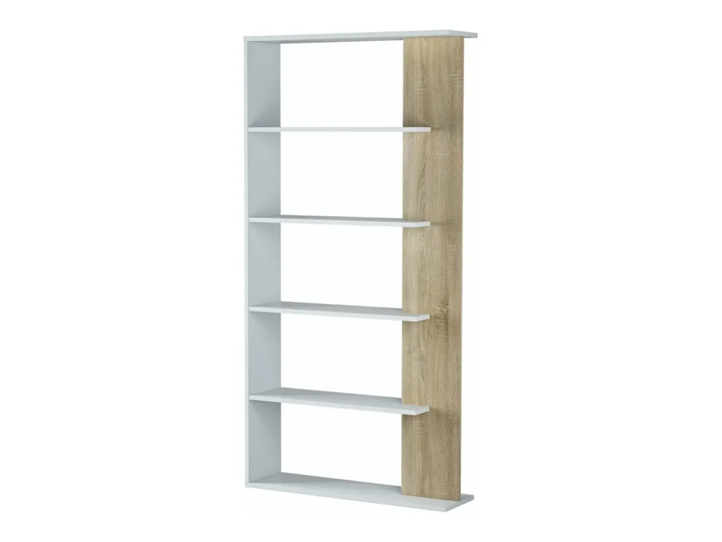 Estante Alida, carvalho canadense/branco, 5 prateleiras, 180x90x25 cm