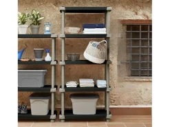 Estante alta 88 cm 5 prateleiras Preto e Taupe