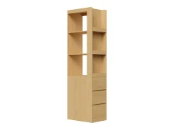 Estante alta para sala de estar - 60 x 40 x 200 cm - com 3 gavetas + prateleiras - aglomerado - cor natural