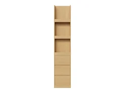 Estante alta para sala de estar - 60 x 40 x 200 cm - com 3 gavetas + prateleiras - aglomerado - cor natural