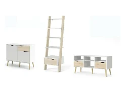 Estante Apiro, Estante de escritório, Estante, Biblioteca, 207x166 h84 cm, Branco e Carvalho
