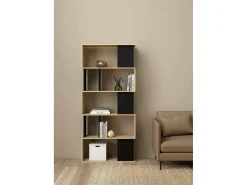 Estante Arg, estante de escritório, estante, biblioteca, 80x29 h175 cm, carvalho e preto